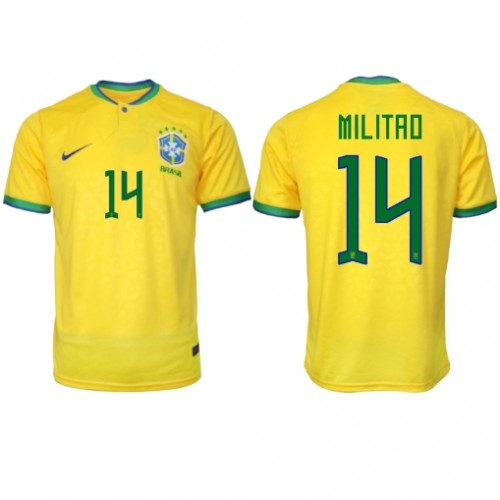 Fotballdrakt Herre Brasil Eder Militao #14 Hjemmedrakt VM 2022 Kortermet